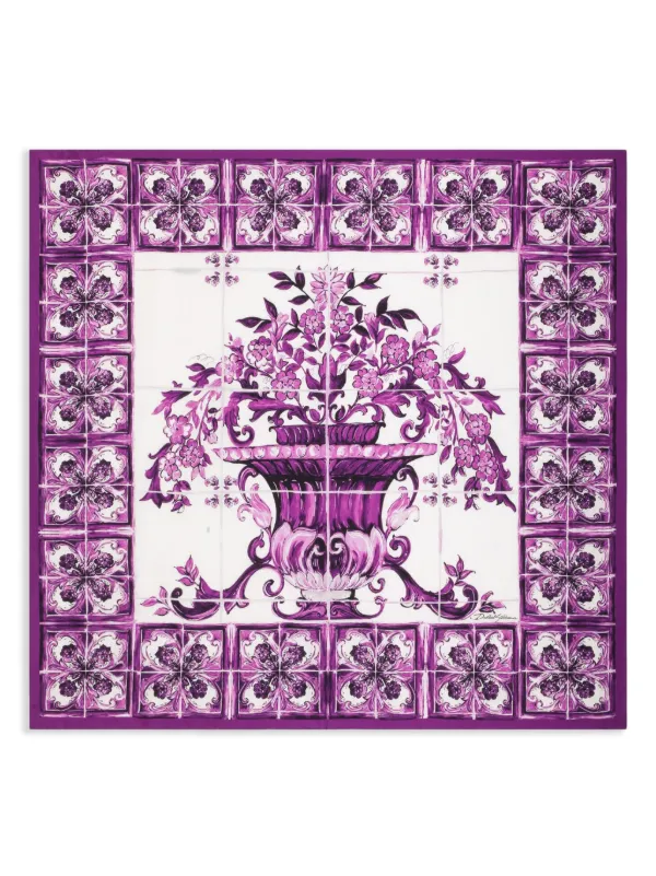 スカーフ Dolce & Gabbana 'Maiolica' print scarf Dolce & Gabbana Majolica-print Twill Scarf | Blue | FARFETCH CA