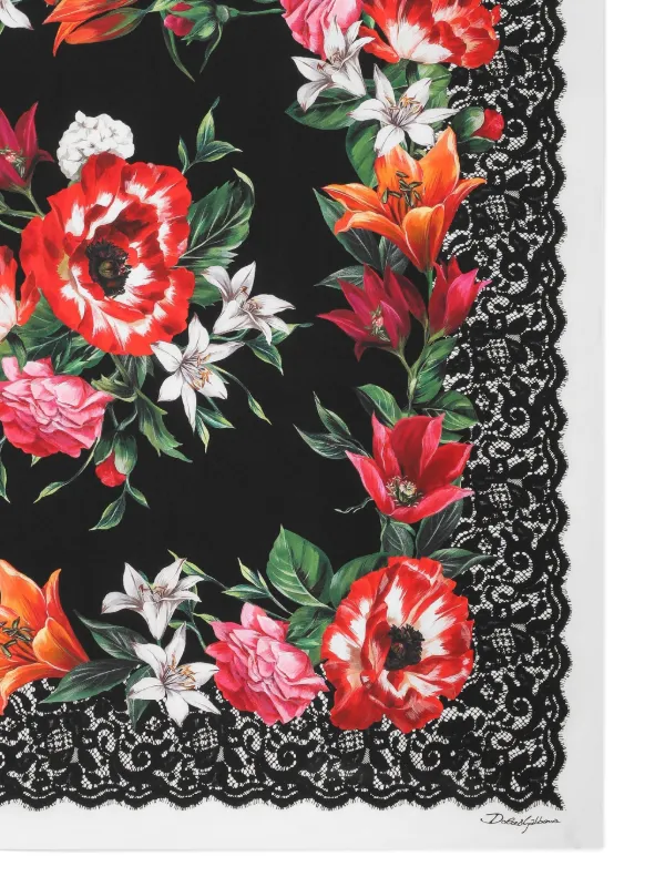 【DOLCE & GABBANA】フローラルスカーフ Dolce & Gabbana フローラル スカーフ | ブラック | FARFETCH JP
