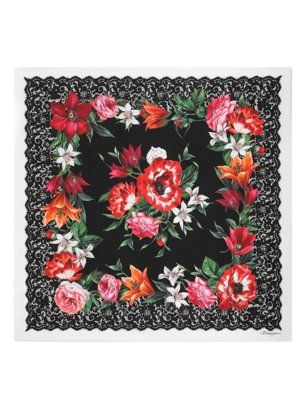 Dolce & Gabbana Sjaal met bloemenprint Zwart