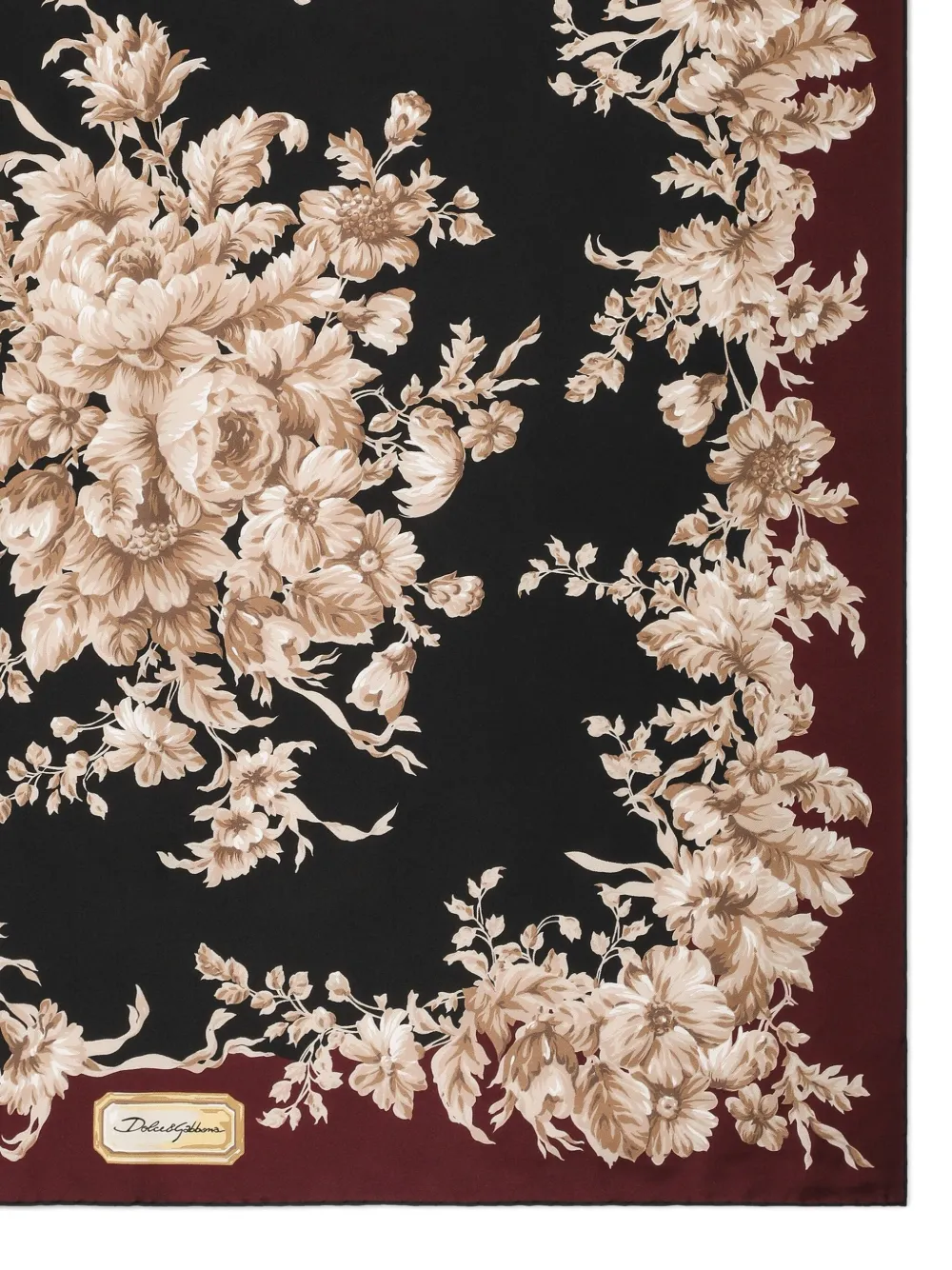 Dolce & Gabbana Zijden sjaal met bloemenprint - Zwart