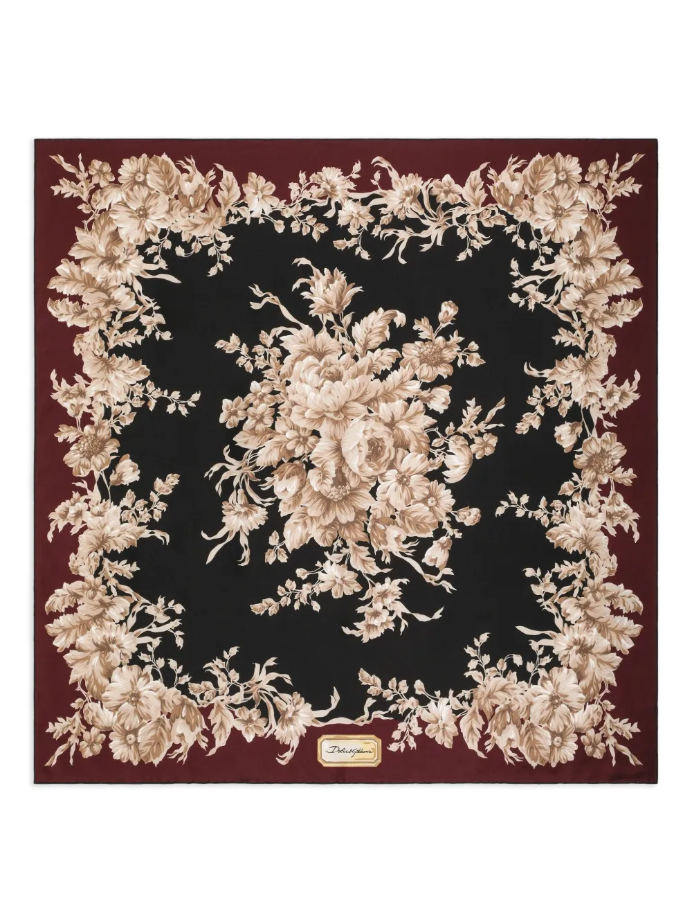Dolce & Gabbana Zijden sjaal met bloemenprint Zwart