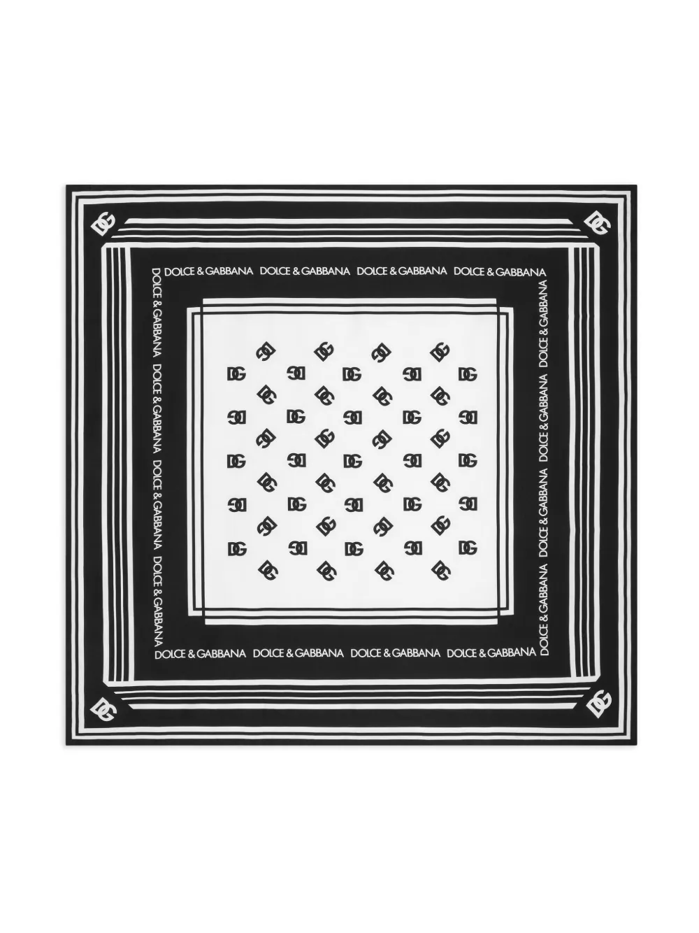 Dolce & Gabbana monogram-pattern silk scarf | Black | Image 1