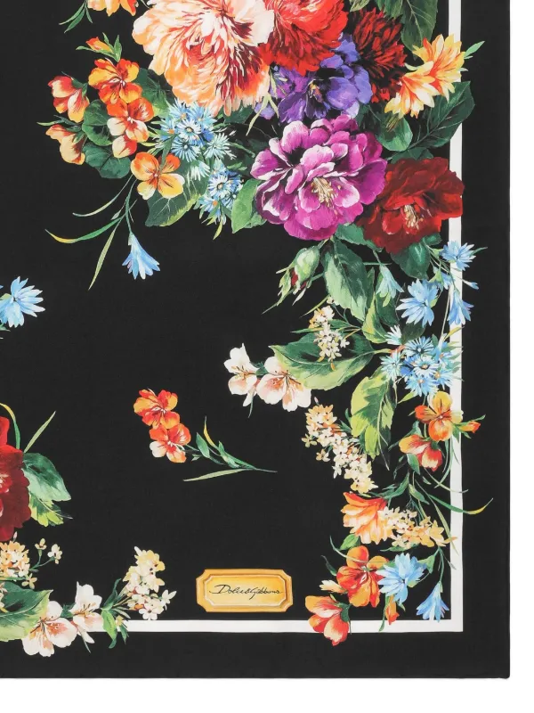 Dolce & Gabbana 植物柄スカーフ Dolce & Gabbana シルクスカーフ | ブラック | FARFETCH JP