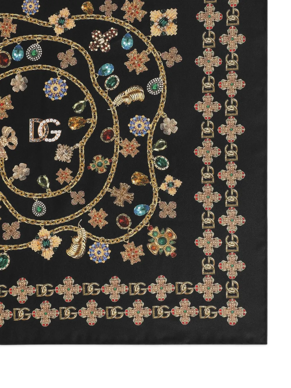 Dolce & Gabbana Zijden sjaal met geborduurde bloemen Zwart