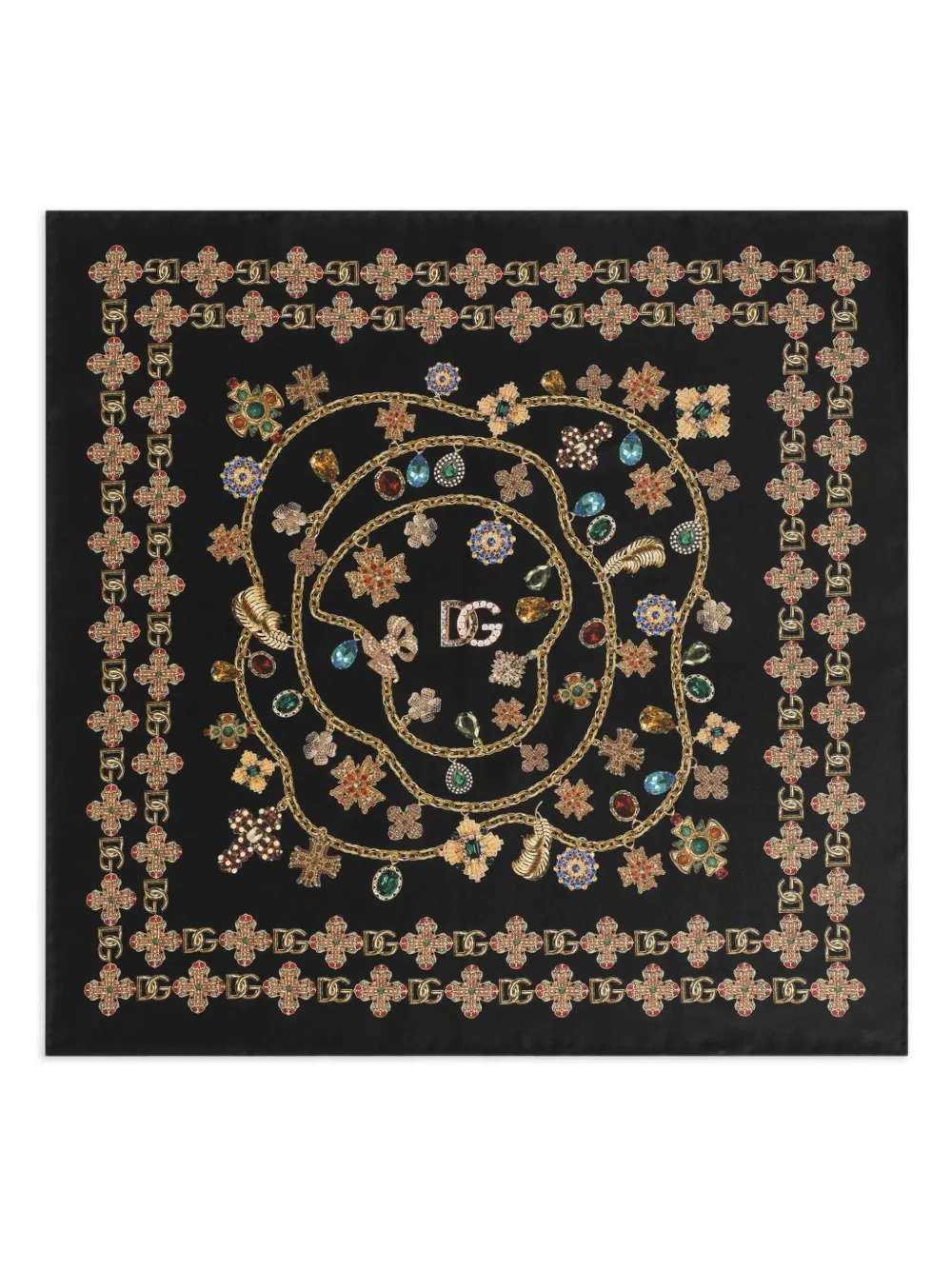 Dolce & Gabbana Zijden sjaal met geborduurde bloemen Zwart