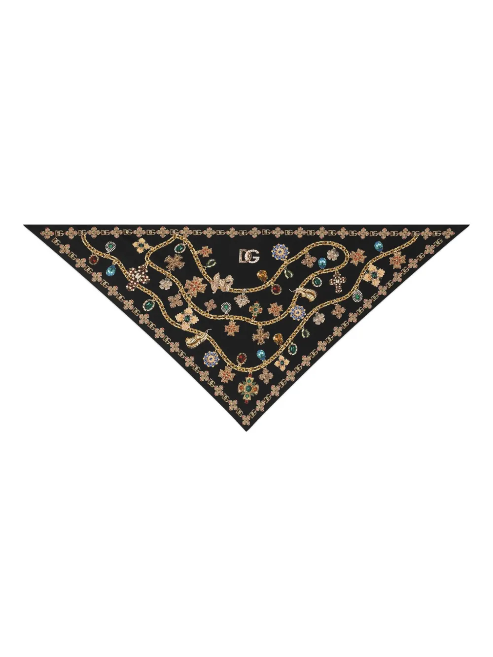 Dolce & Gabbana Embellished Silk Scarf In Black
