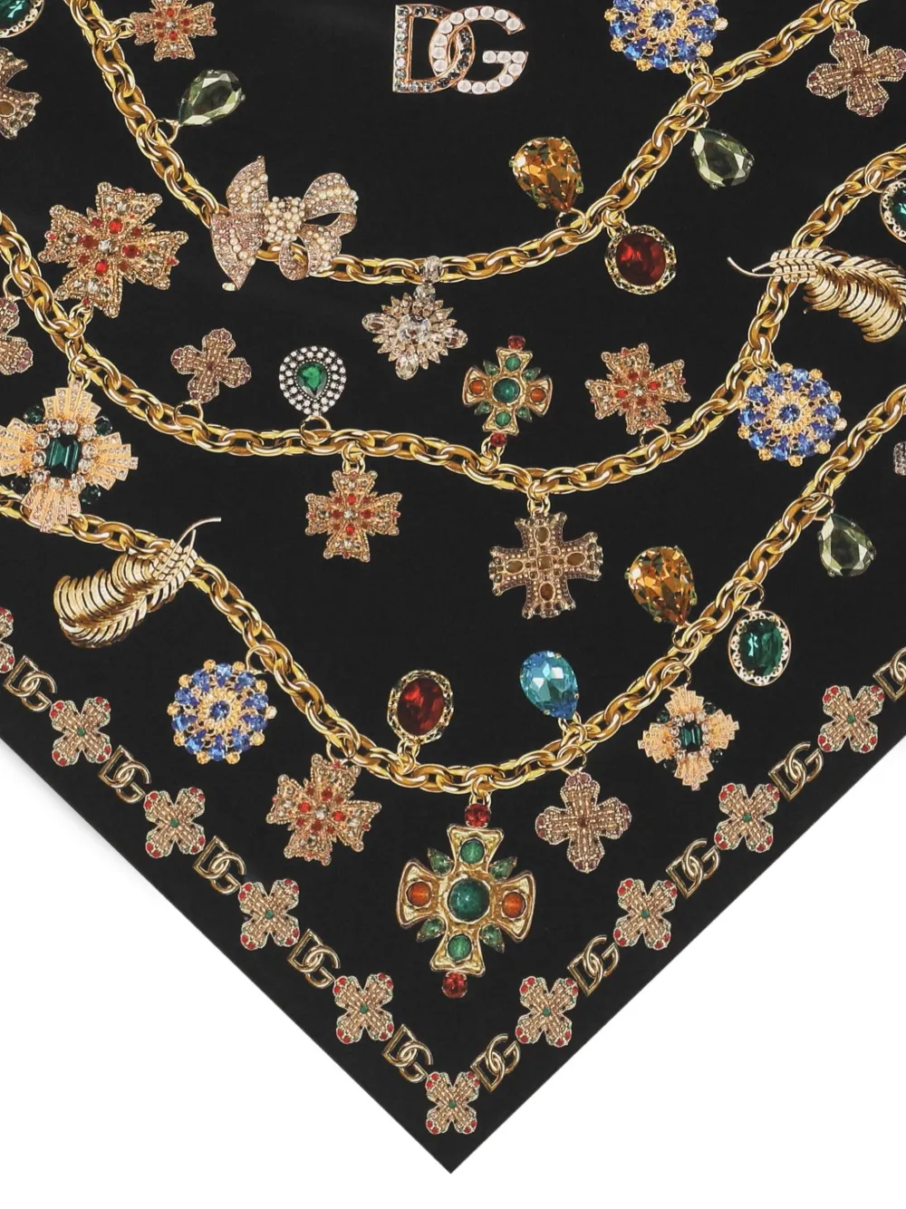 Dolce & Gabbana Verfraaide zijden sjaal - Zwart