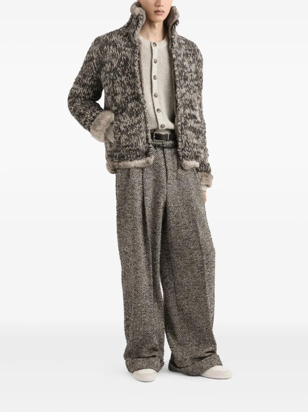 Dolce & Gabbana Button-front Textured Cardigan In White