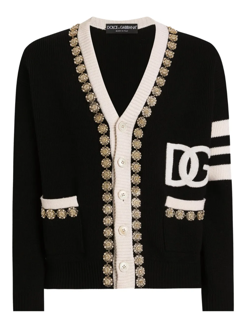 Dolce & Gabbana embellished striped cardigan | Black | Image 1