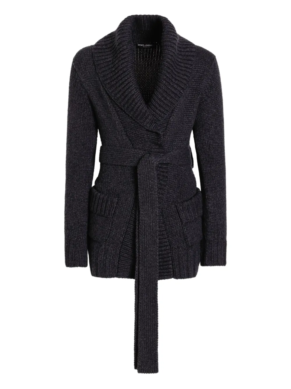 Dolce & Gabbana Vest met sjaalkraag en ceintuur Grijs