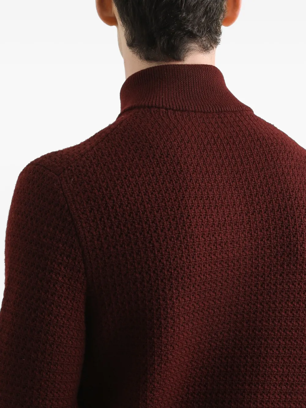 Dolce & Gabbana Wafelgebreide trui met halve rits Rood