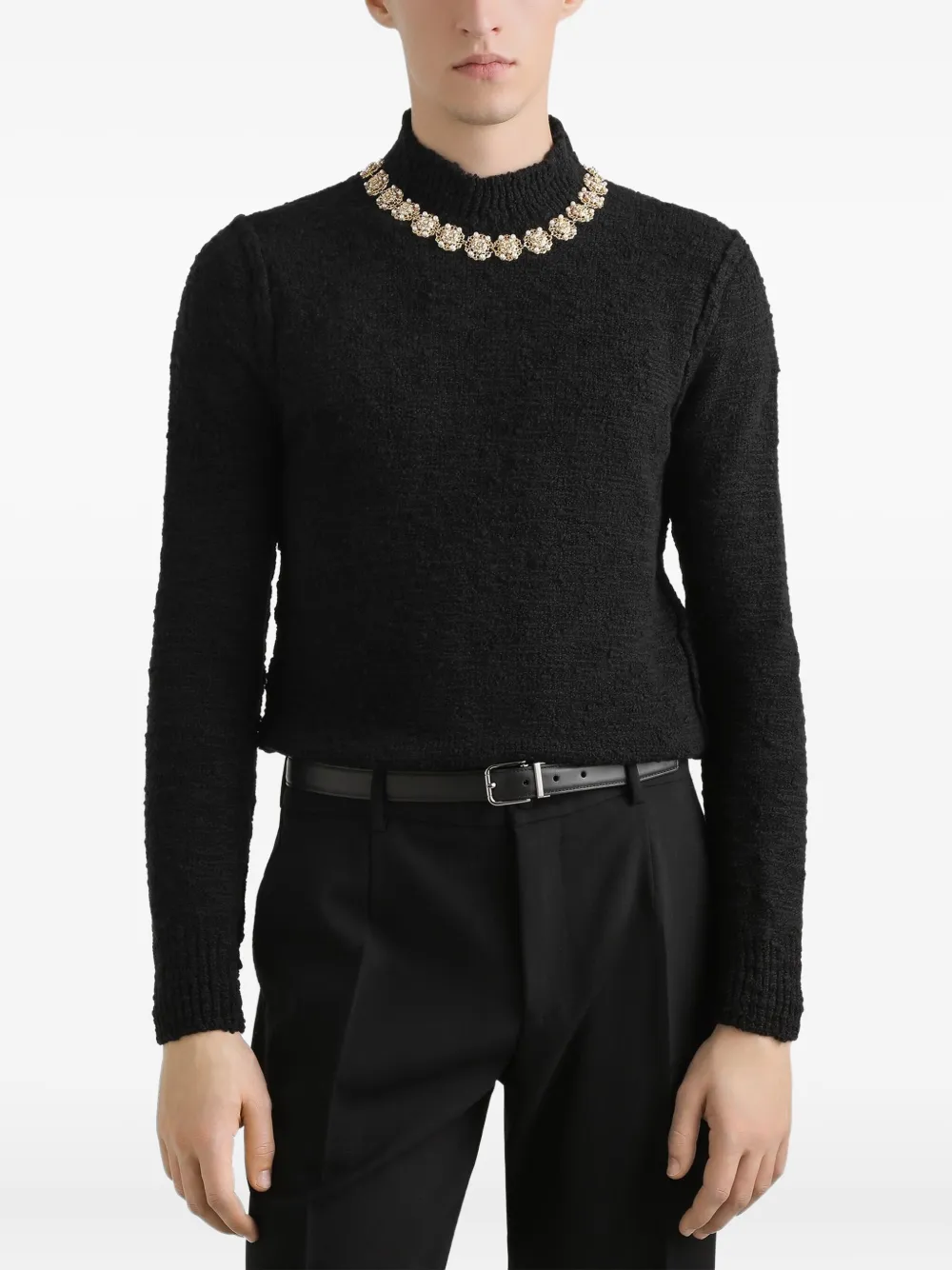 Dolce & Gabbana Trui met verfraaide hals Zwart