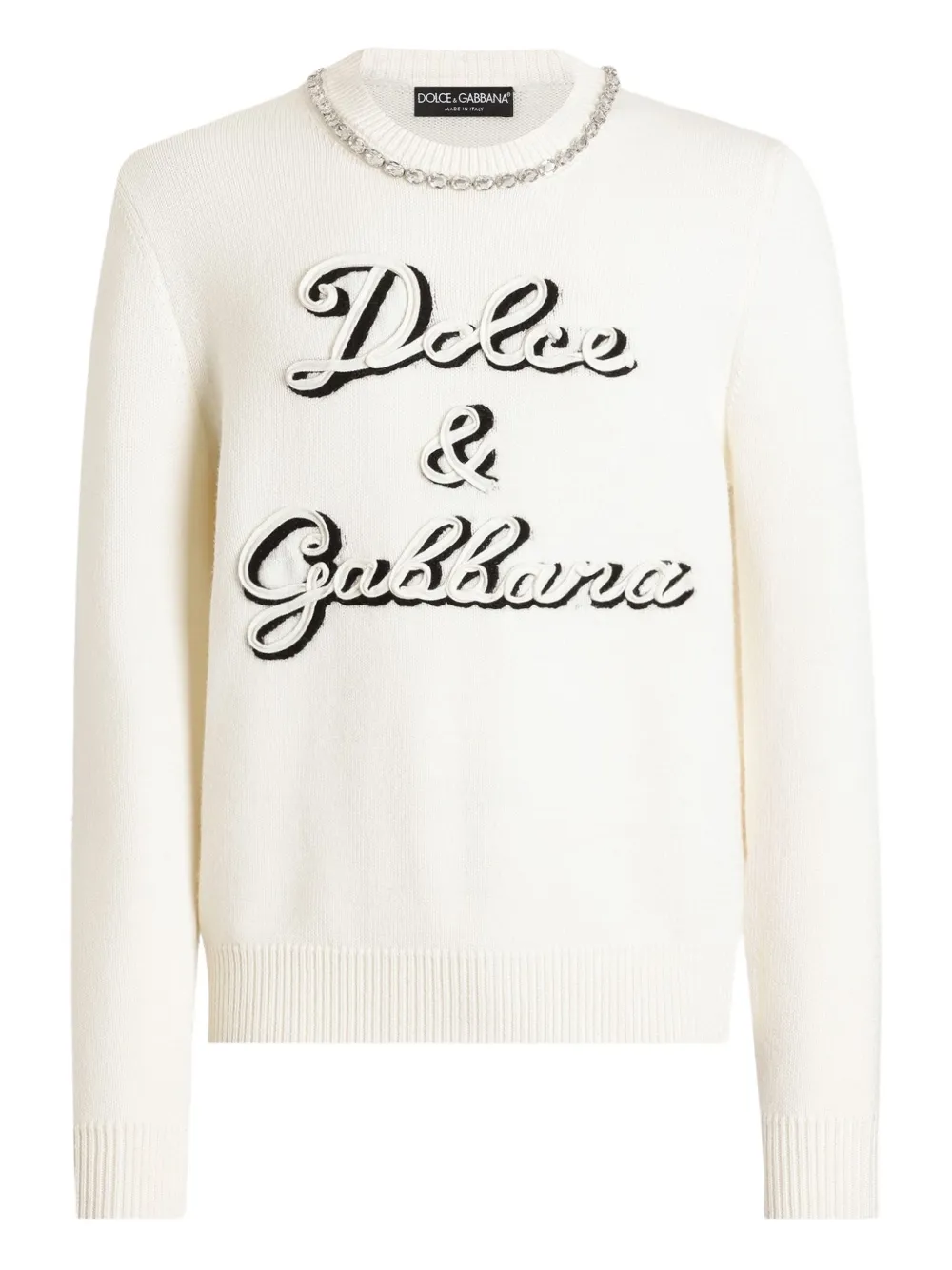 Dolce & Gabbana Verfraaide trui met logo Wit
