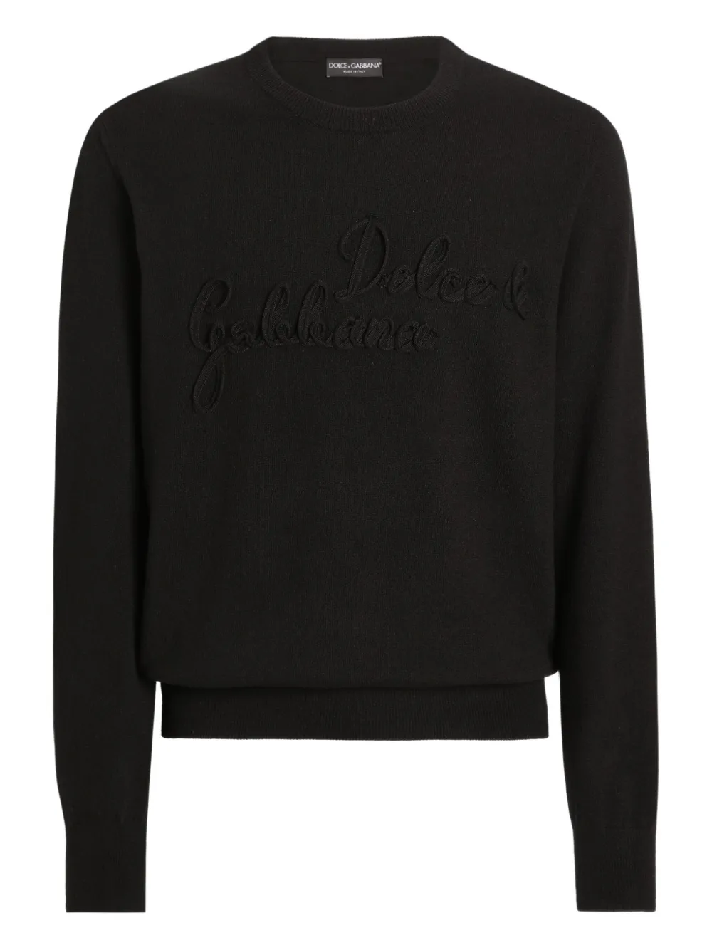 Dolce & Gabbana Trui met geborduurd logo en ronde hals Zwart