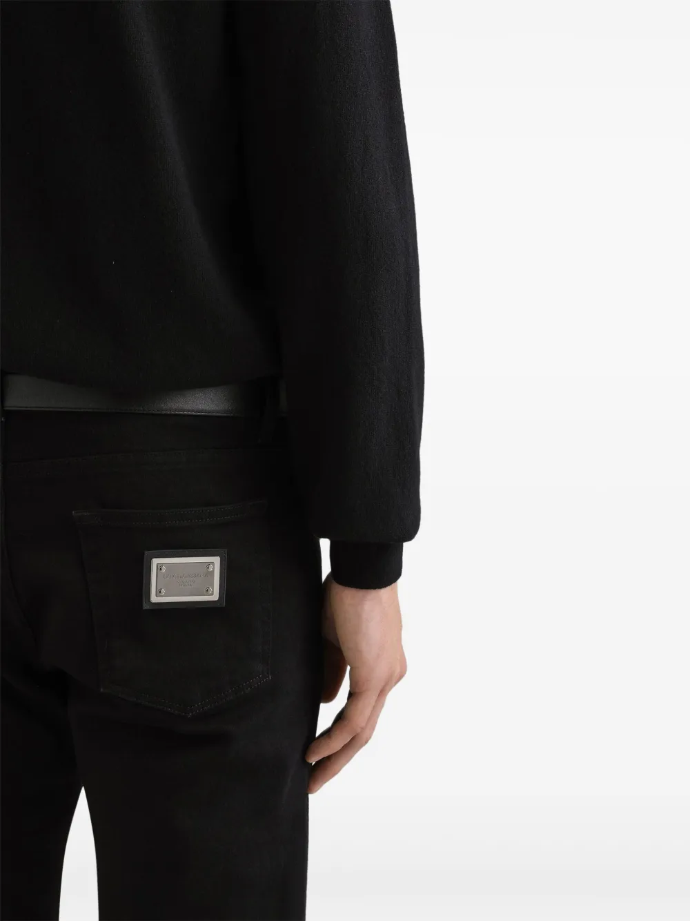 Dolce & Gabbana Trui met geborduurd logo en ronde hals Zwart