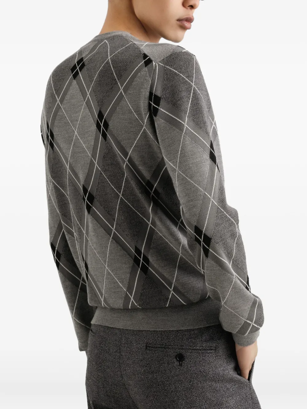 Dolce & Gabbana Trui met argyle patroon en logodetail Grijs