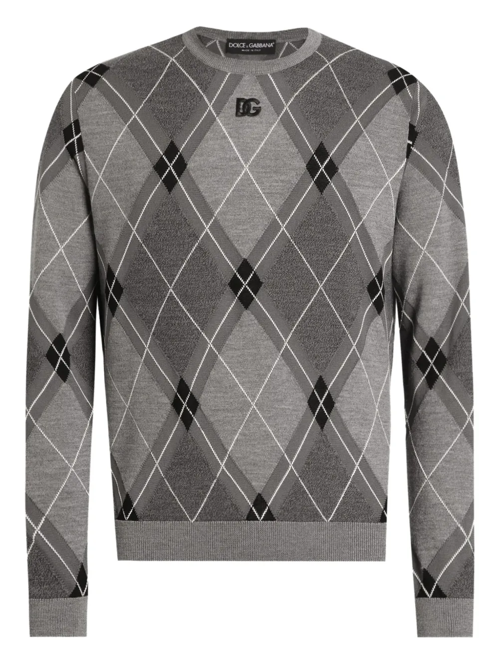 Dolce & Gabbana argyle-pattern logo-detail sweater | Grey | Image 1