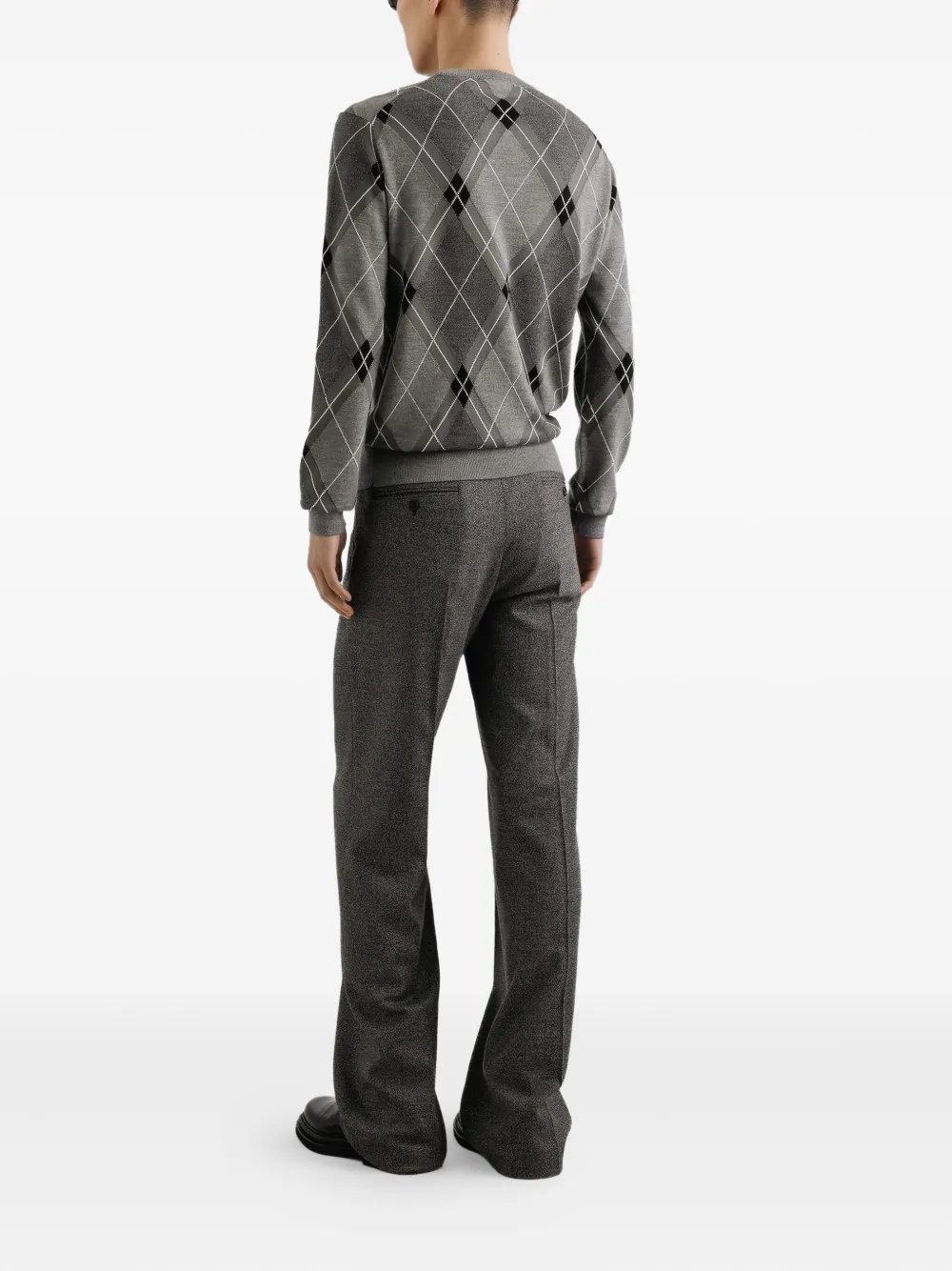 Dolce & Gabbana Trui met argyle patroon en logodetail Grijs