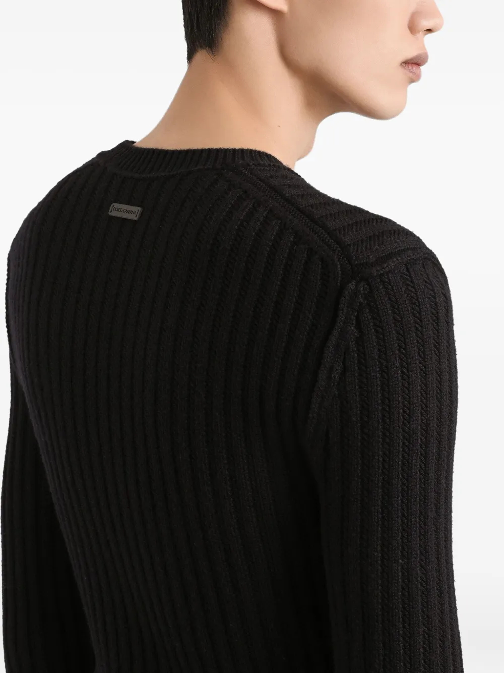 Dolce & Gabbana Ribgebreide wollen trui Zwart