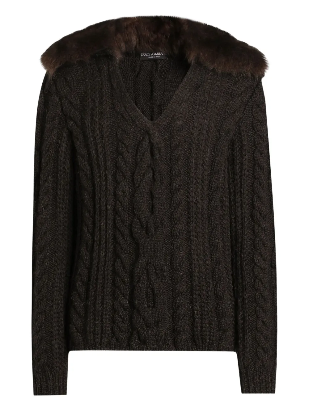 Dolce & Gabbana Cable-knit Sweater In Brown