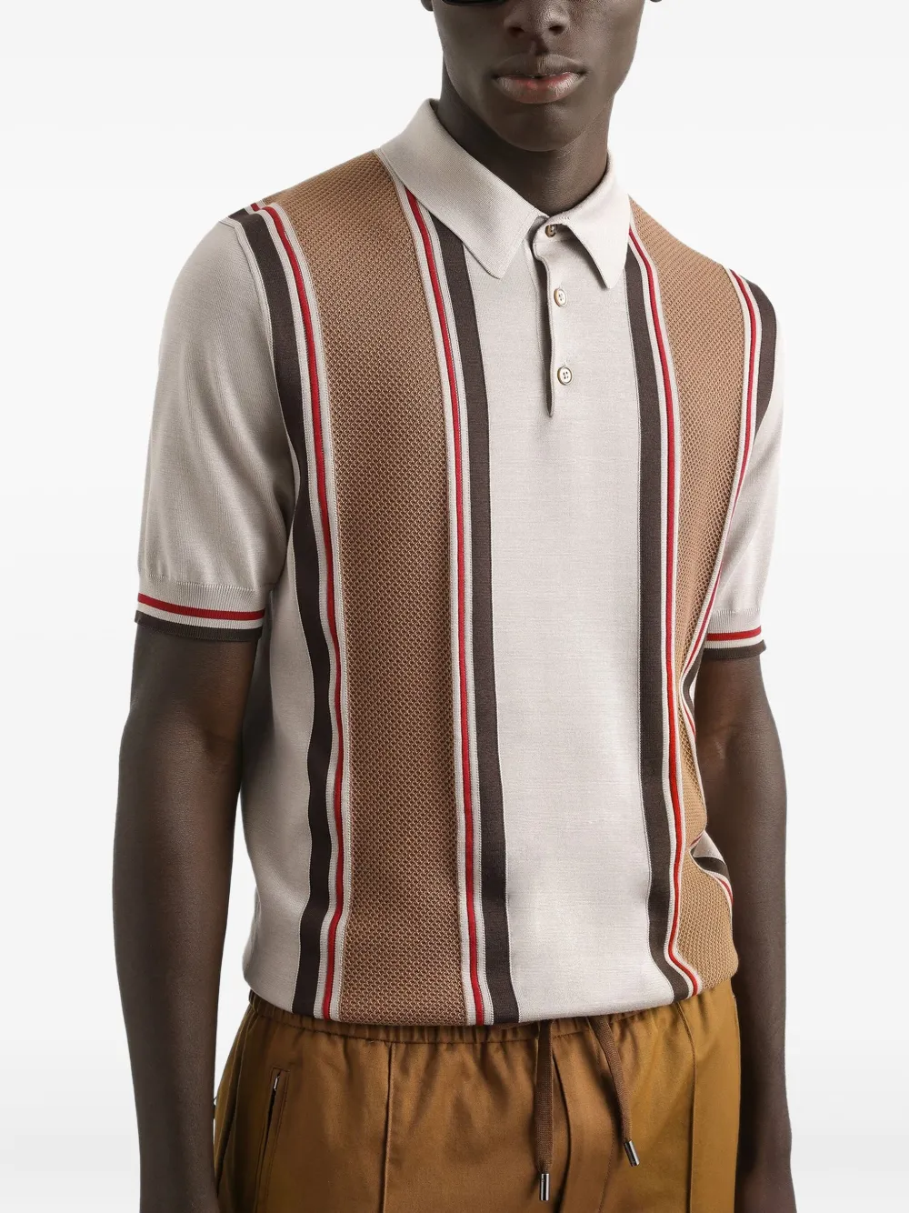 Dolce & Gabbana Poloshirt van stretch-zijde Beige