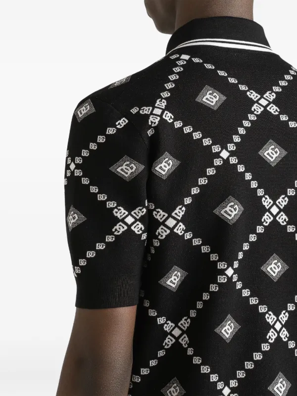 Dolce & Gabbana logo-pattern Polo Shirt | Black | FARFETCH RO