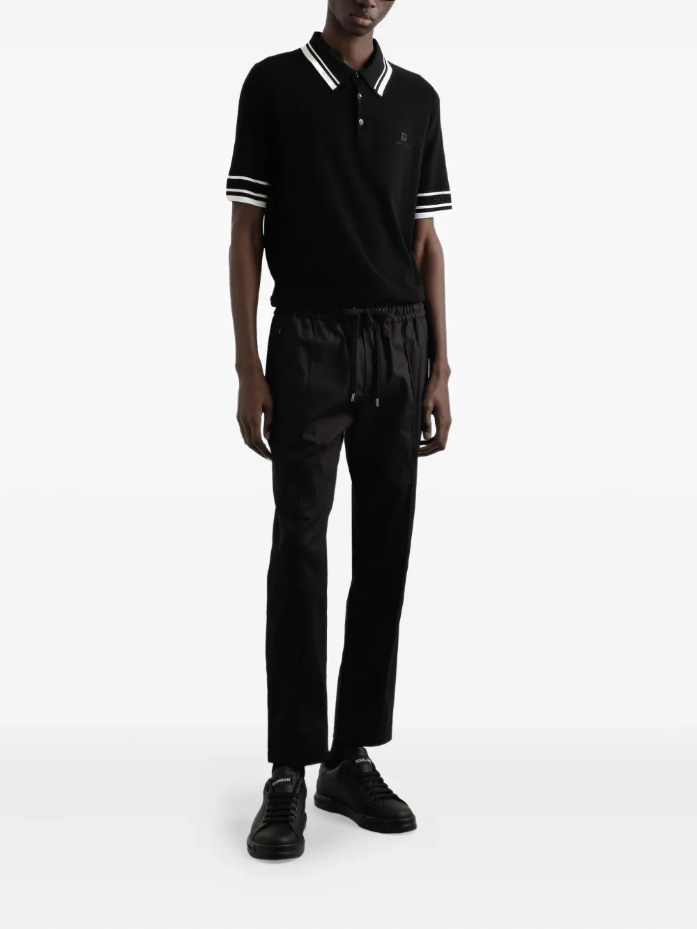 Dolce & Gabbana contrast-trim polo shirt Zwart