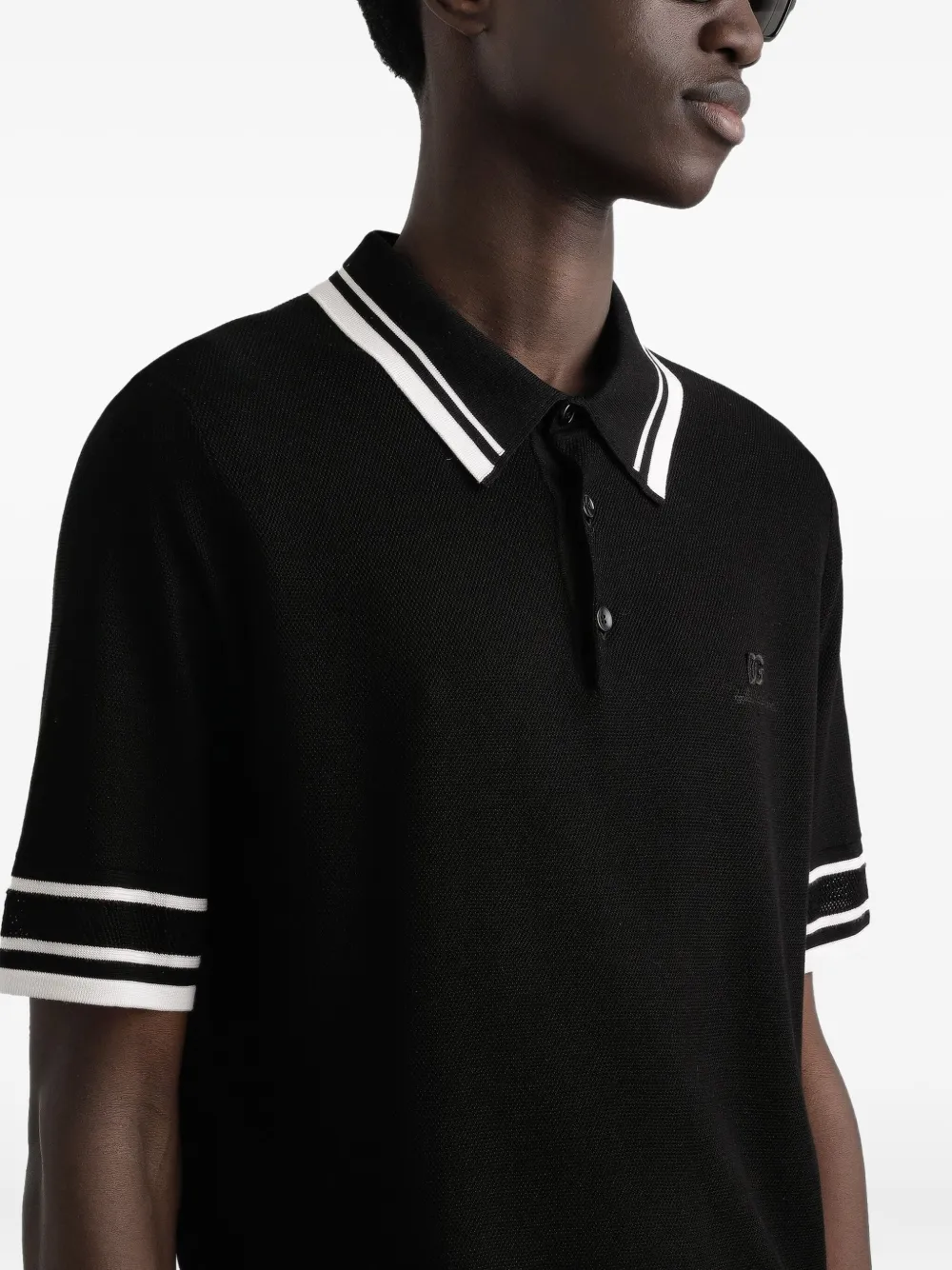 Dolce & Gabbana contrast-trim polo shirt Zwart