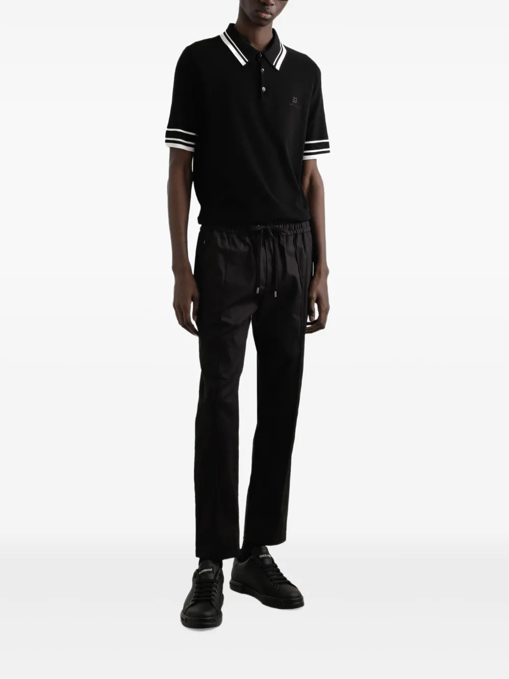 Dolce & Gabbana Poloshirt met contrasterende afwerking - Zwart