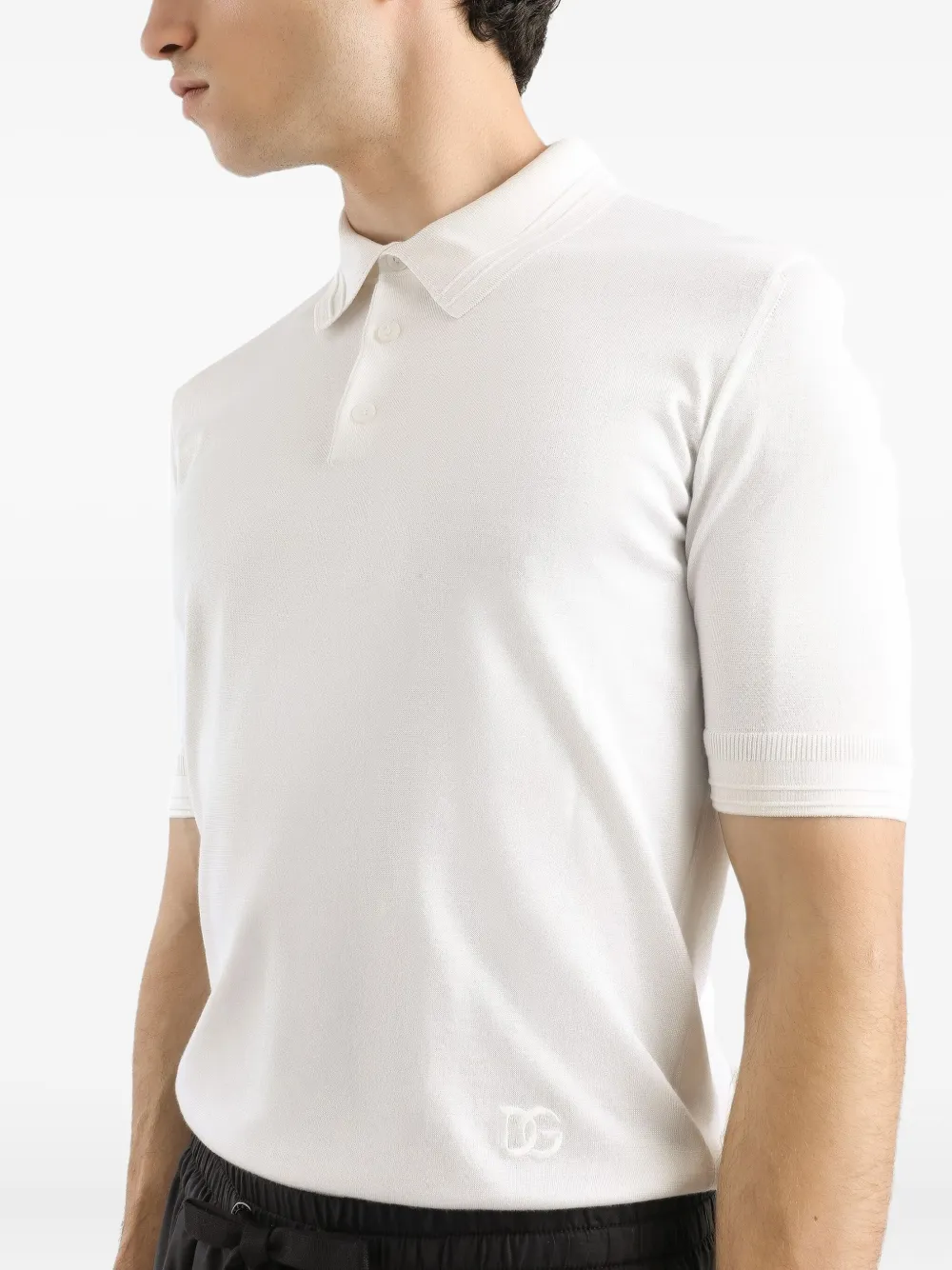 Dolce & Gabbana logo-embroidered polo shirt Wit
