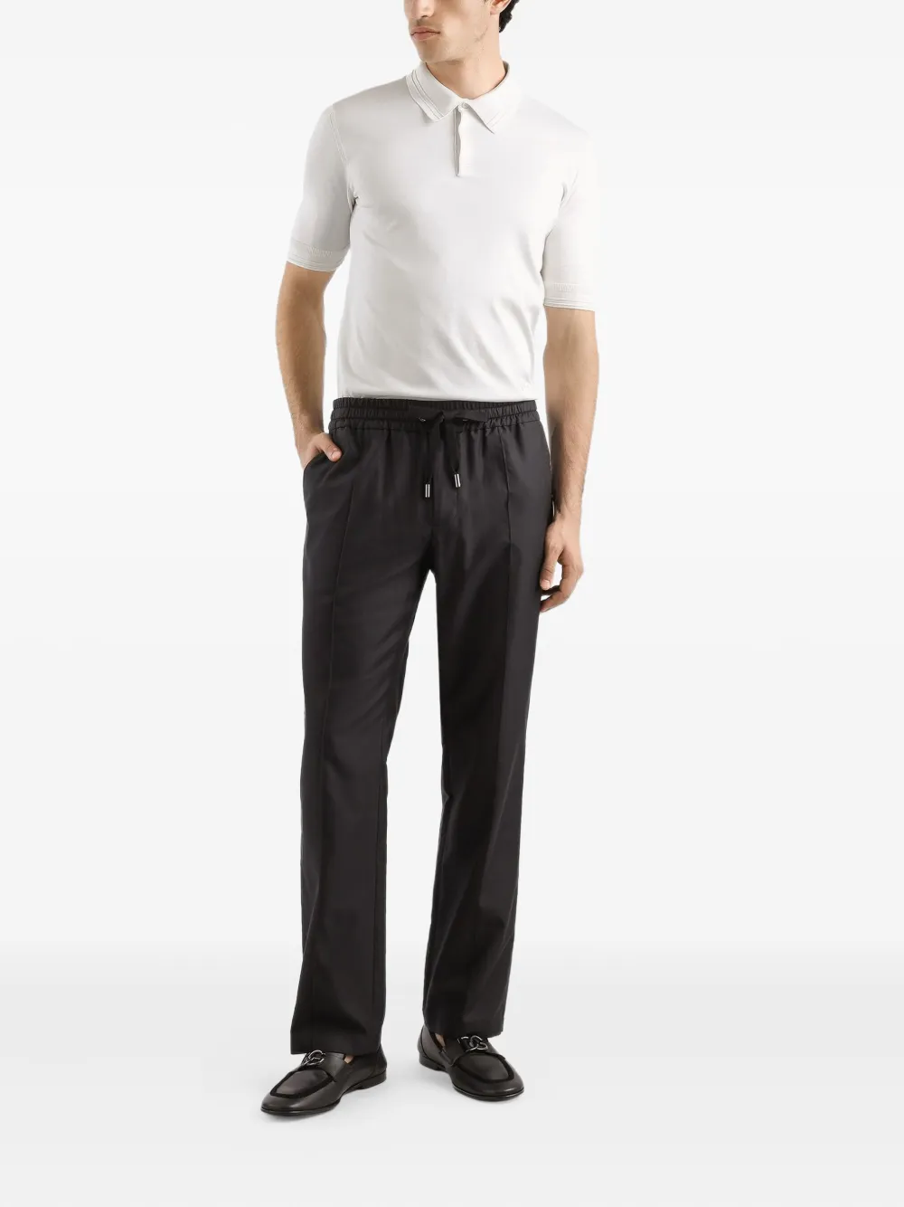 Dolce & Gabbana logo-embroidered polo shirt Wit