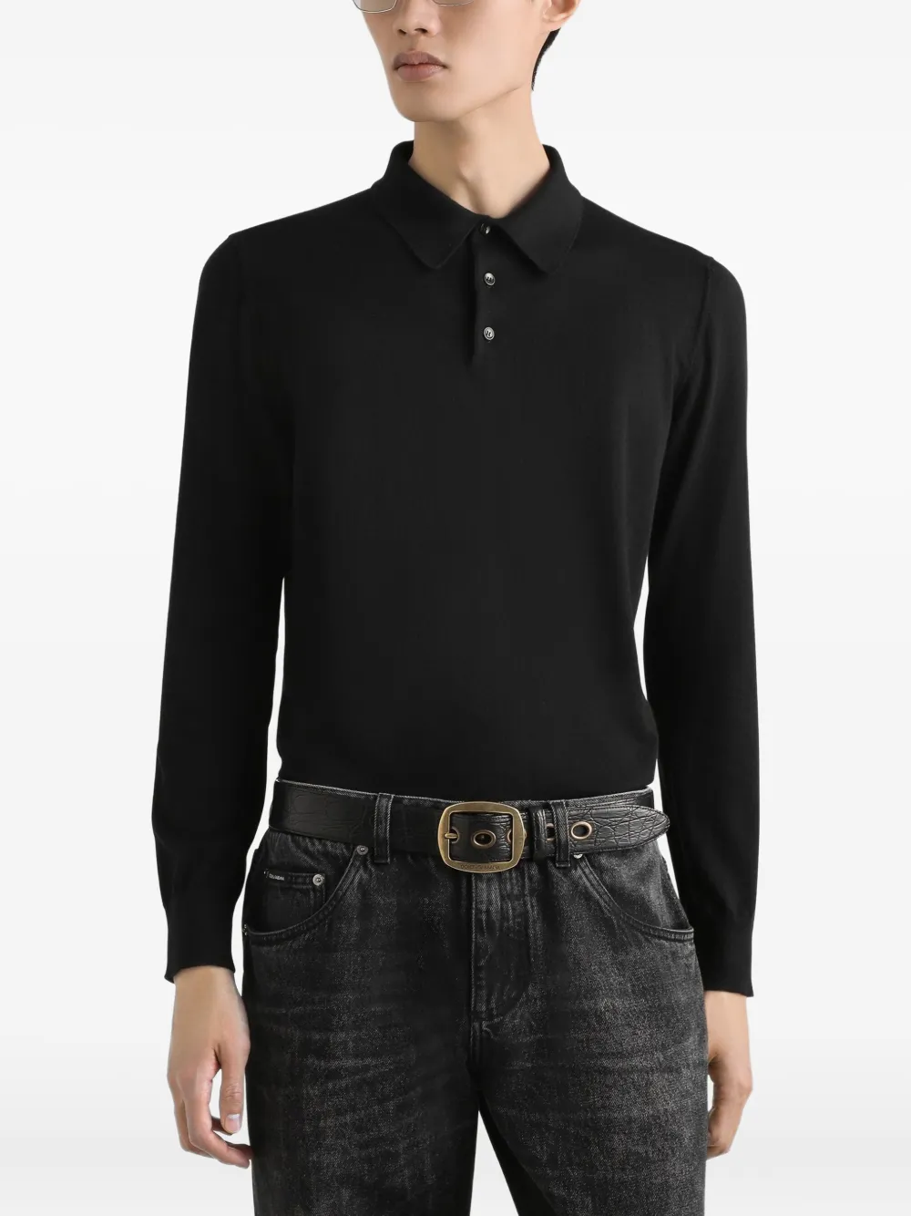 Dolce & Gabbana Poloshirt met lange mouwen Zwart