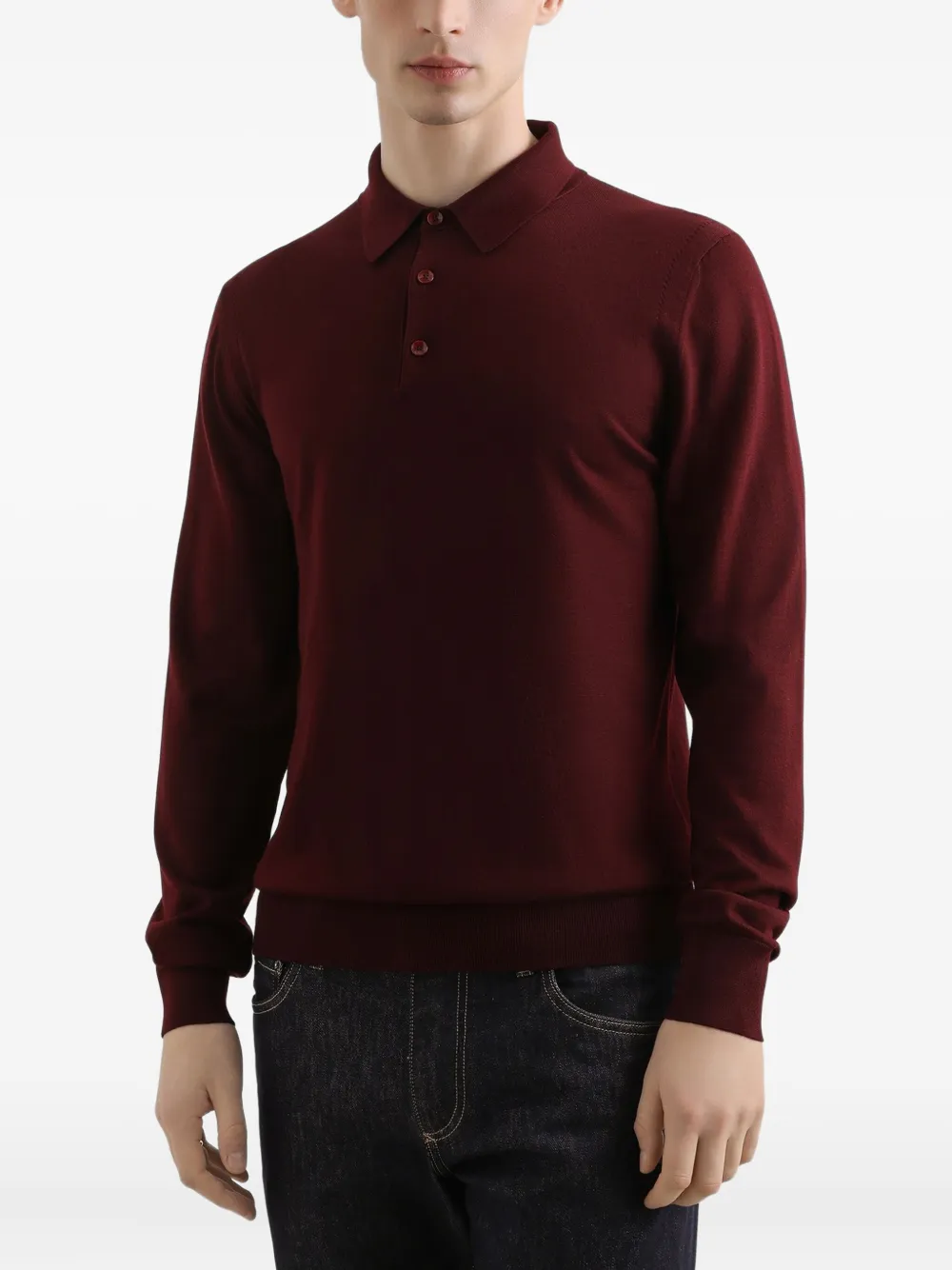 Dolce & Gabbana Poloshirt met lange mouwen Rood