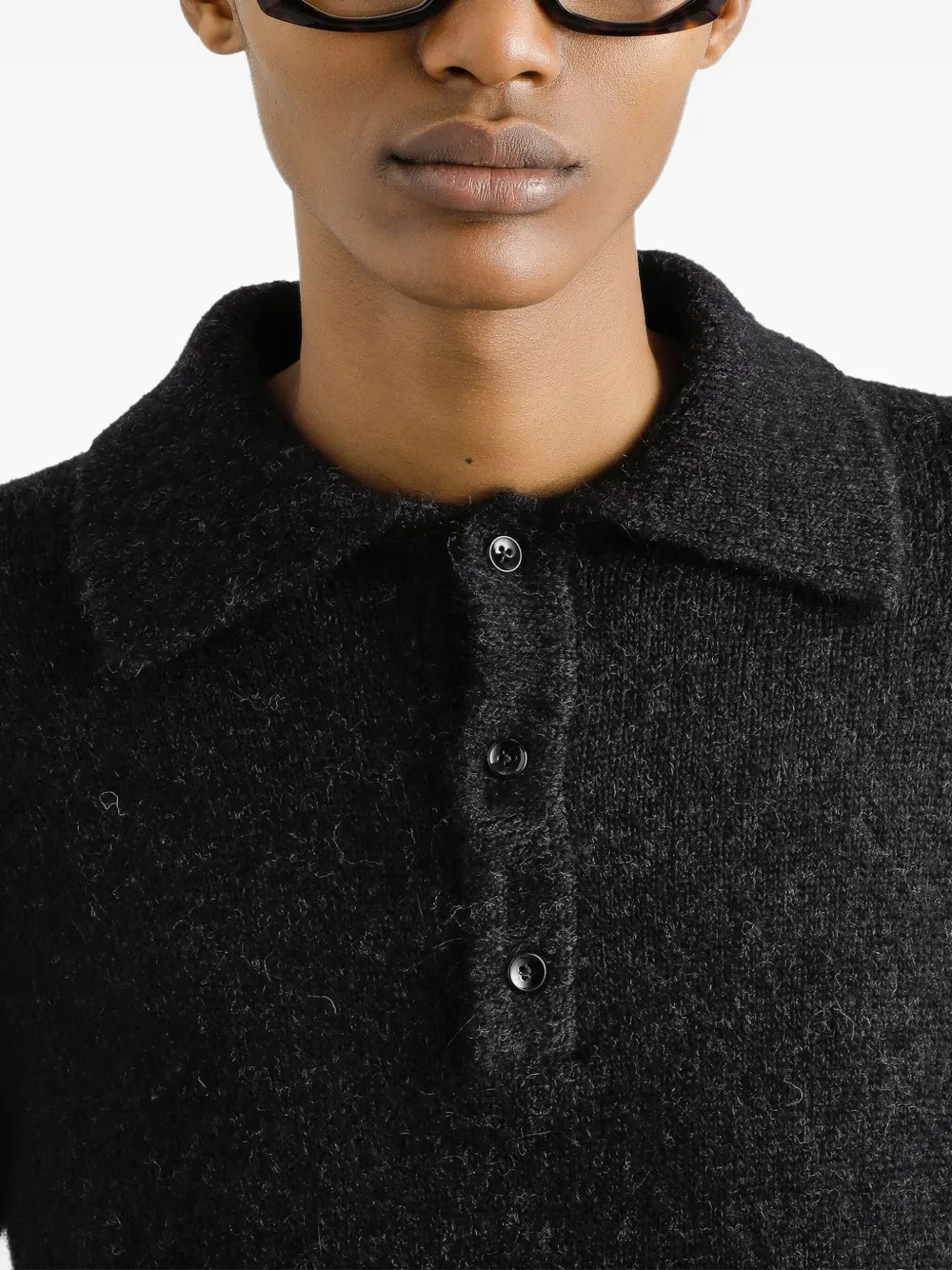 Dolce & Gabbana Poloshirt van wolblend met knopen Zwart