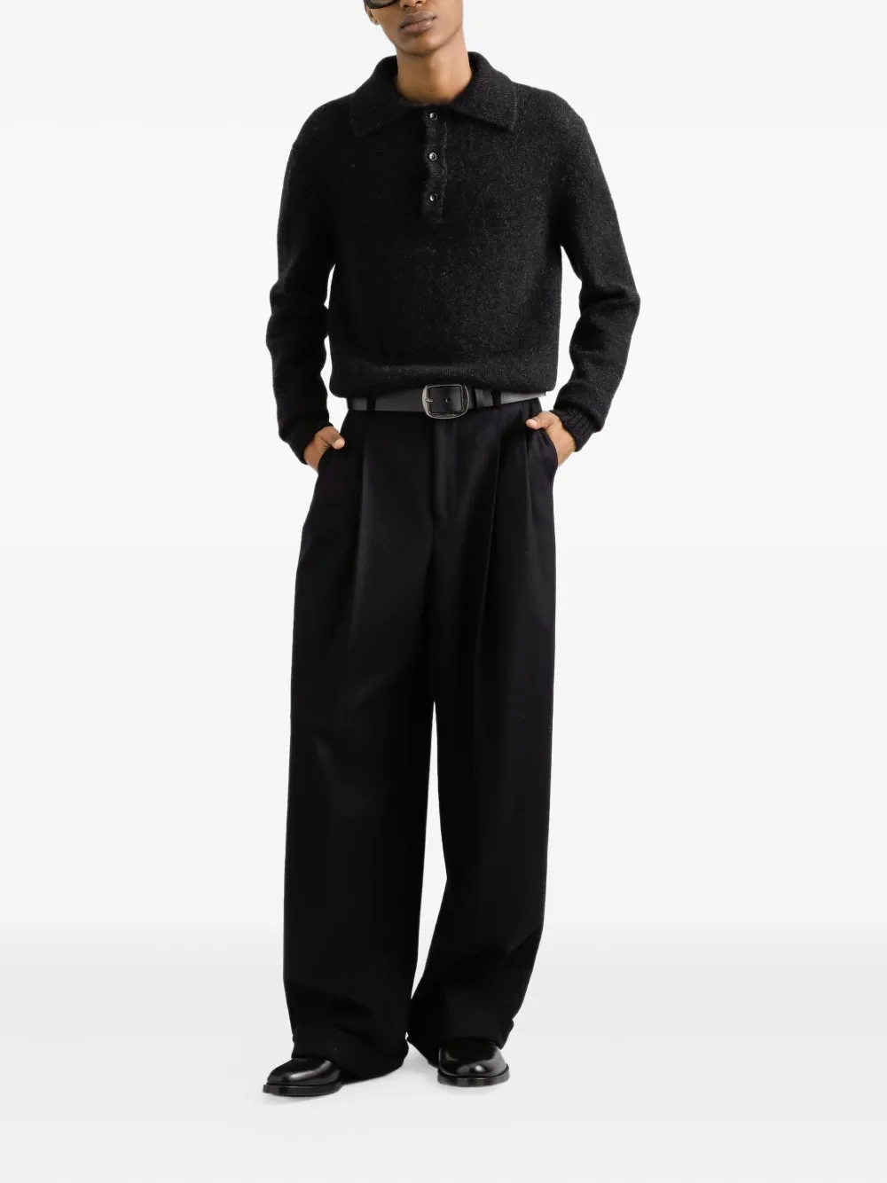 Dolce & Gabbana Poloshirt van wolblend met knopen - Zwart