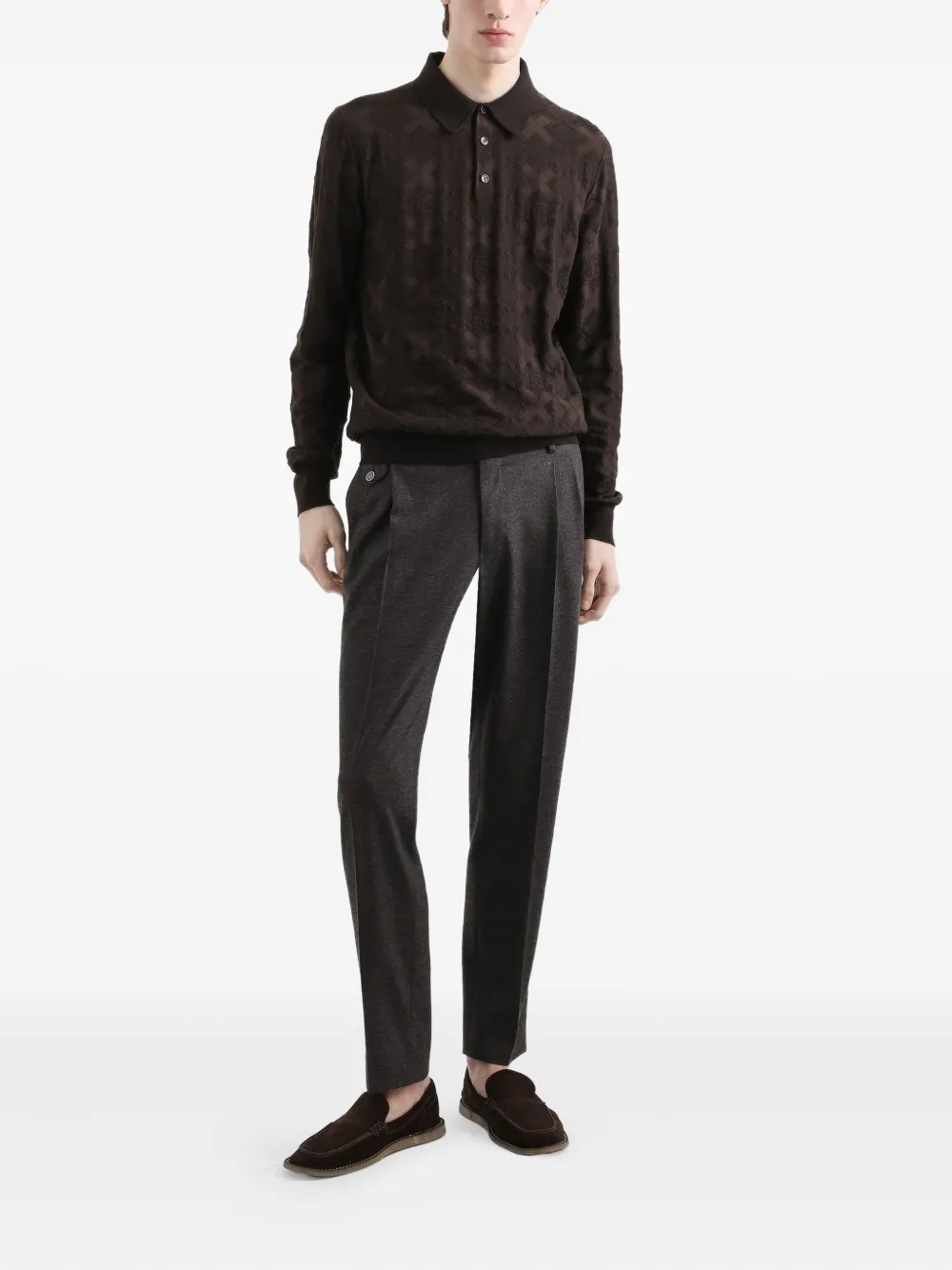 Dolce & Gabbana Poloshirt met geometrische print - Bruin