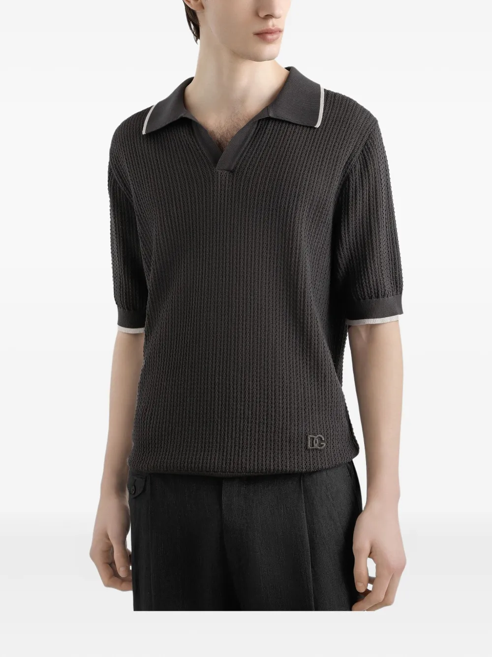 Dolce & Gabbana Gebreide polotop met textuur Grijs