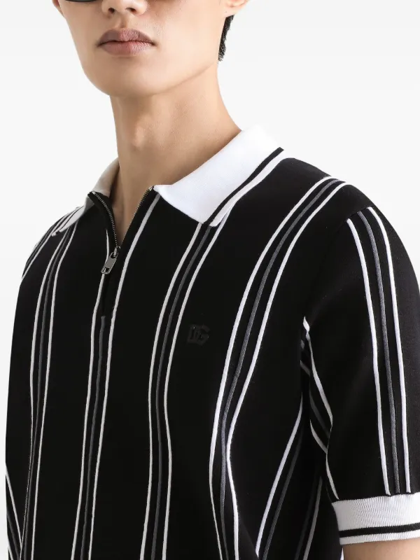DOLCE & GABBANA ストライプポロシャツ Dolce & Gabbana ストライプ ポロシャツ | ブラック | FARFETCH JP