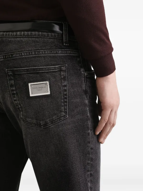 Dolce & Gabbana logo-plaque Faded Jeans | Black | FARFETCH IN