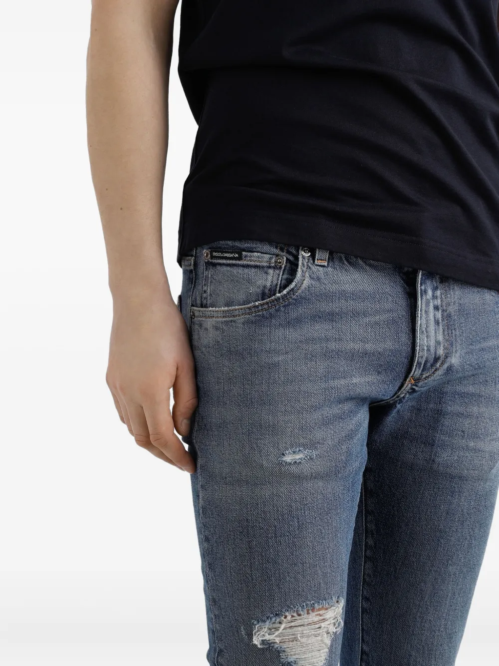 Dolce & Gabbana Jeans met gerafeld logoplakkaat Blauw