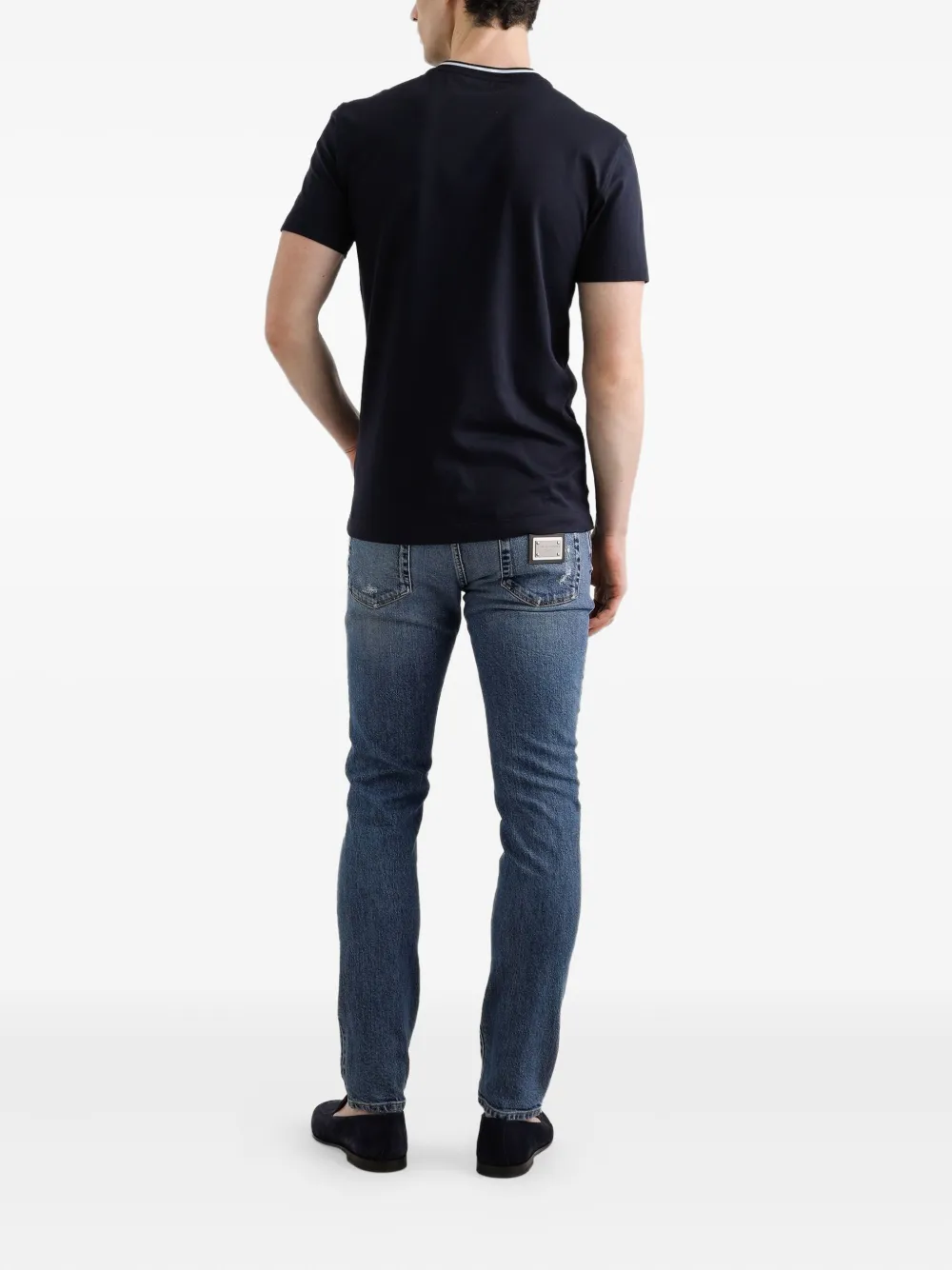 Dolce & Gabbana Jeans met gerafeld logoplakkaat Blauw