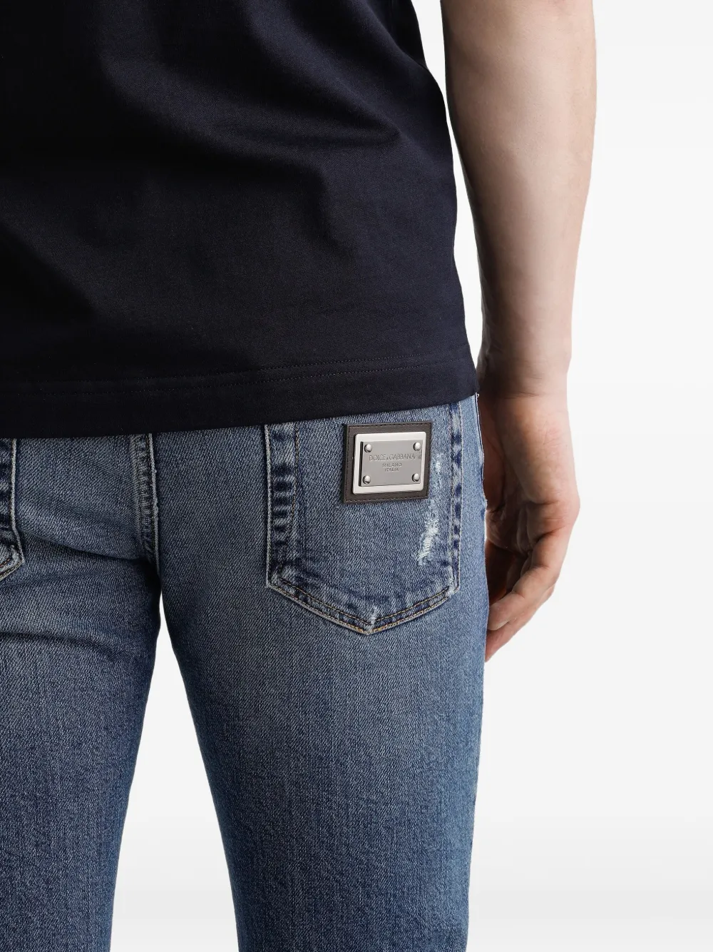 Dolce & Gabbana Jeans met gerafeld logoplakkaat Blauw