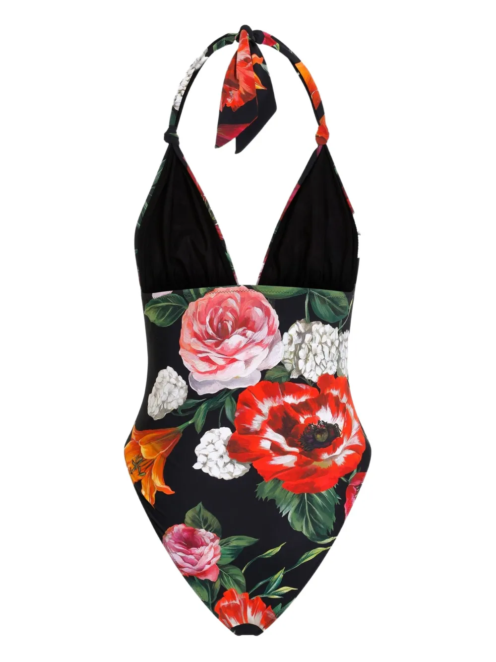 Dolce & Gabbana Floral-print Halterneck Swimsuit
