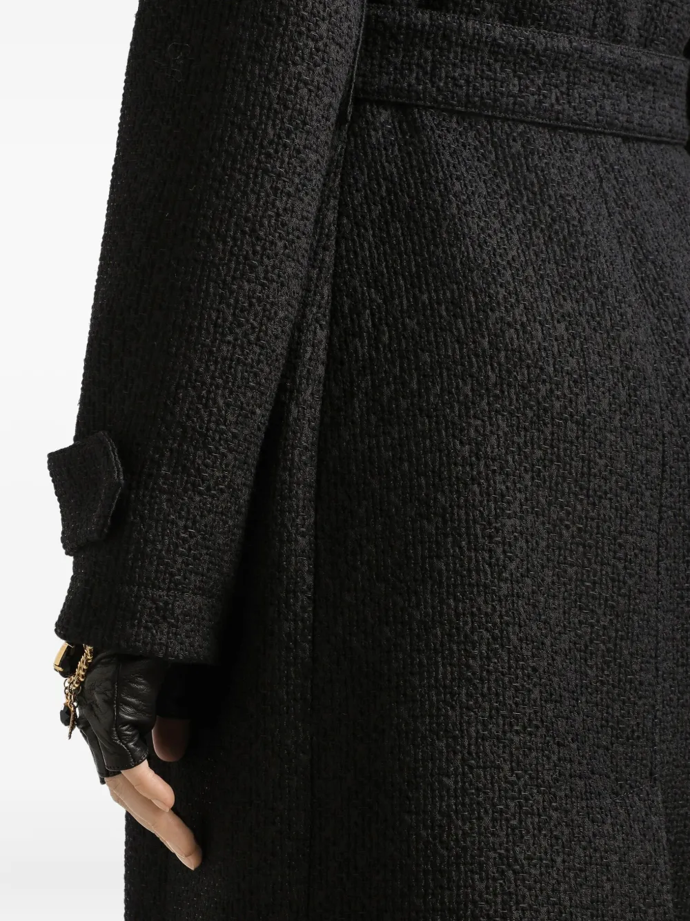 Dolce & Gabbana Tweed Trench Coat In Black