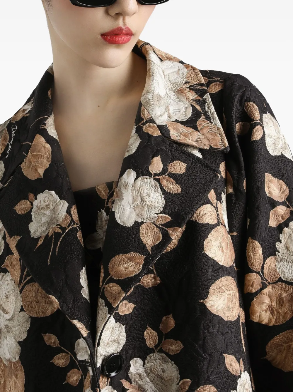 Dolce & Gabbana Jas met roosprint Zwart