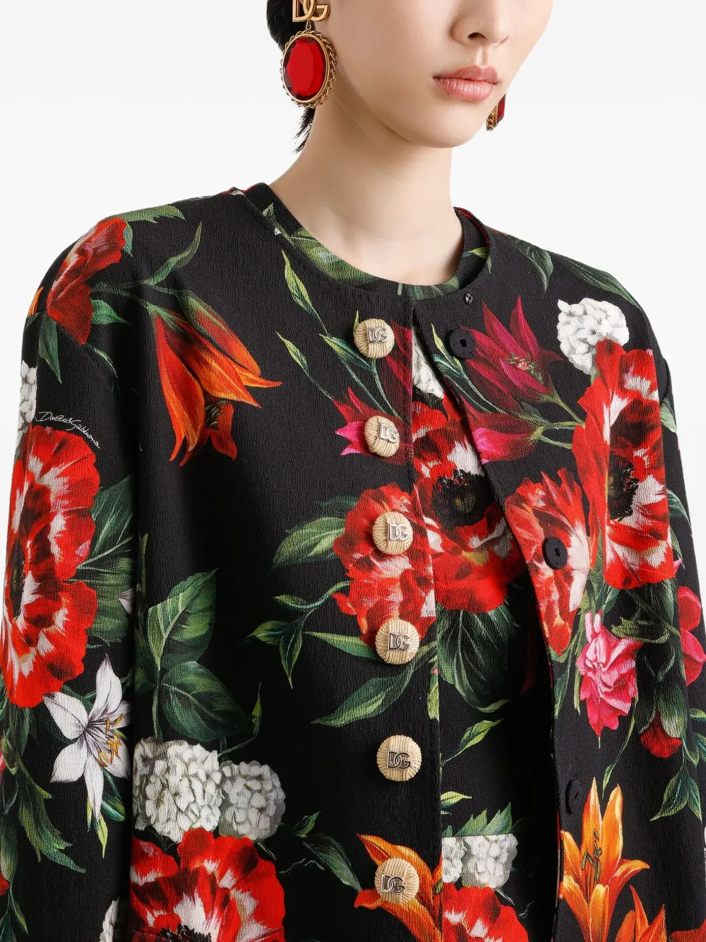 Dolce & Gabbana Jas met bloemenprint Zwart
