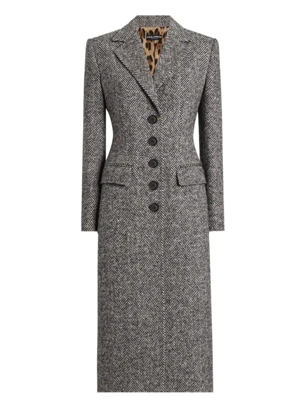 Dolce & Gabbana ヘリンボーン ロングコート Dolce & Gabbana ヘリンボーン コート | グレー | FARFETCH JP