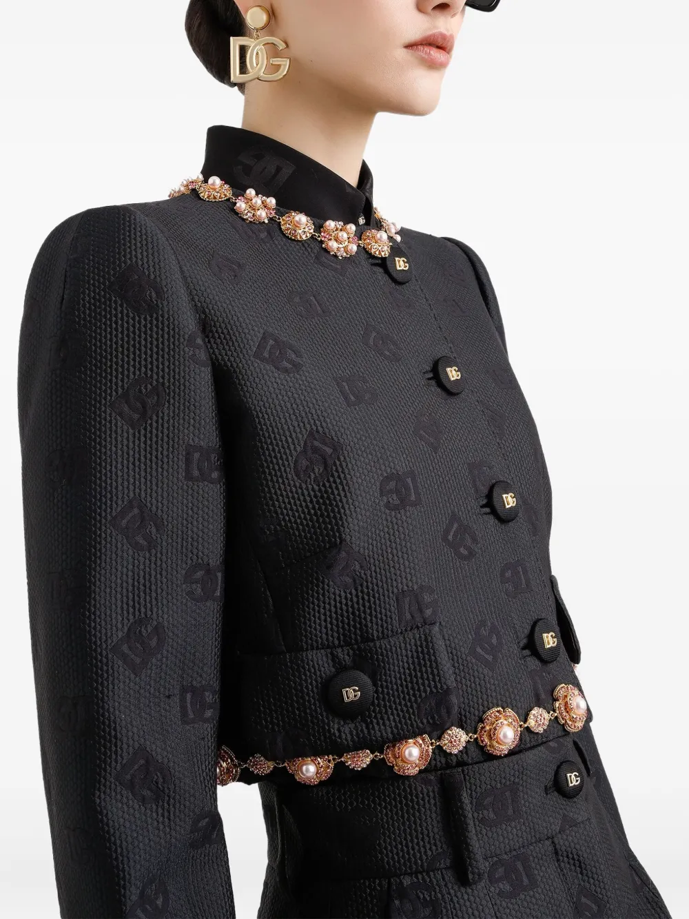Dolce & Gabbana Dg Logo-jacquard Jacket In Black