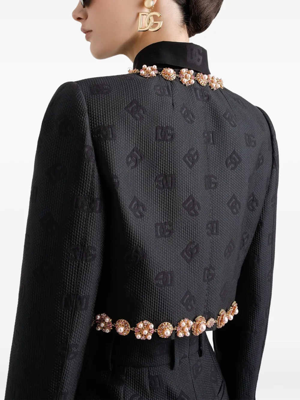 Dolce & Gabbana Dg Logo-jacquard Jacket In Black