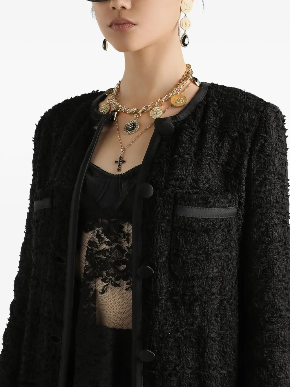 Dolce & Gabbana Button-up jack met textuur Zwart